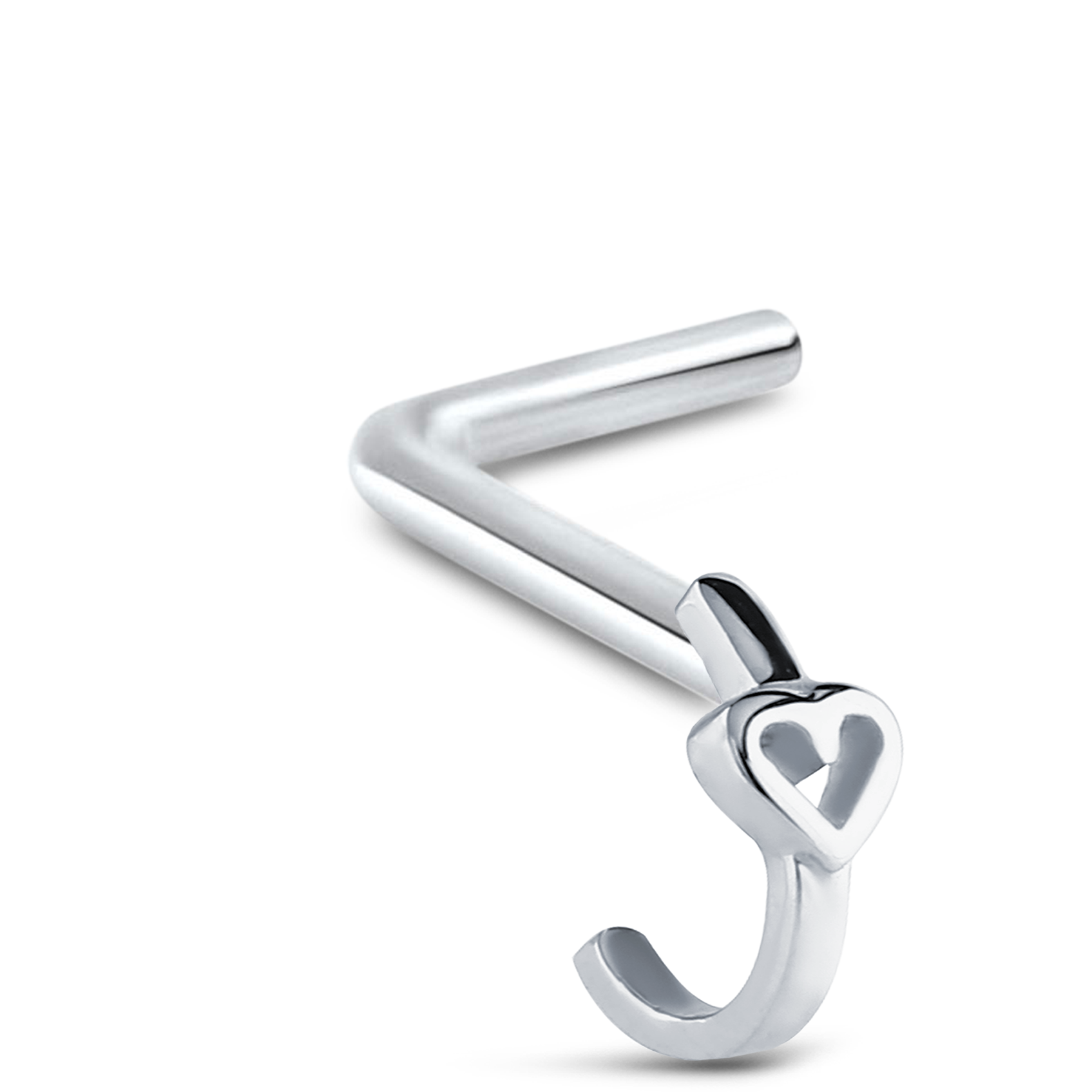 Hollow Heart Nose Hugger Stud 925 Sterling Silver