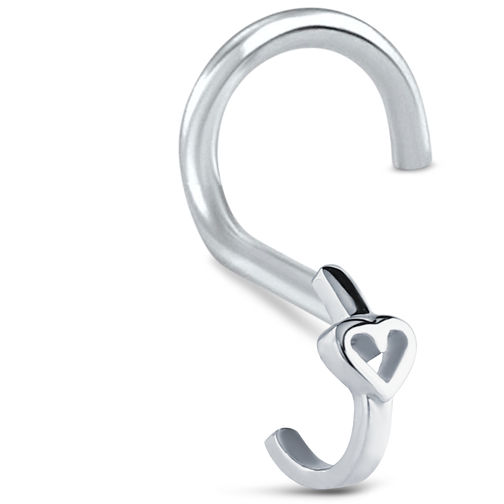 Hollow Heart Nose Hugger Stud 925 Sterling Silver