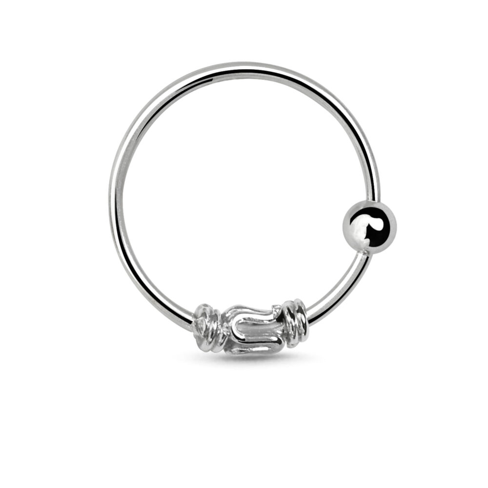 Sterling Silver Nose Ring Hoop featuring a Bali Design