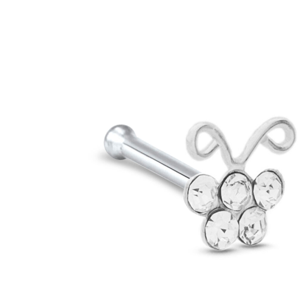 Butterfly Nose Bone Stud 925 Sterling Silver 22G