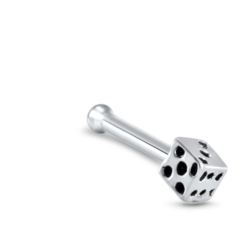 Dice Nose Bone Stud 925 Sterling Silver 22G