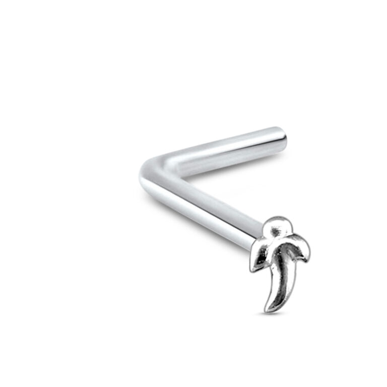 sterling silver lbend nose stud featuring a celtic design