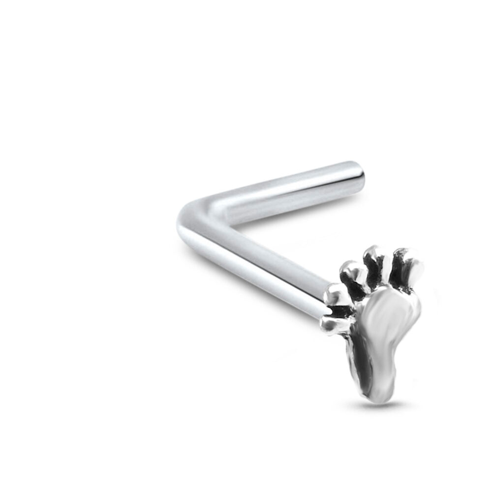 Foot Lbend Straight Nose Stud 925 Sterling Silver 22G