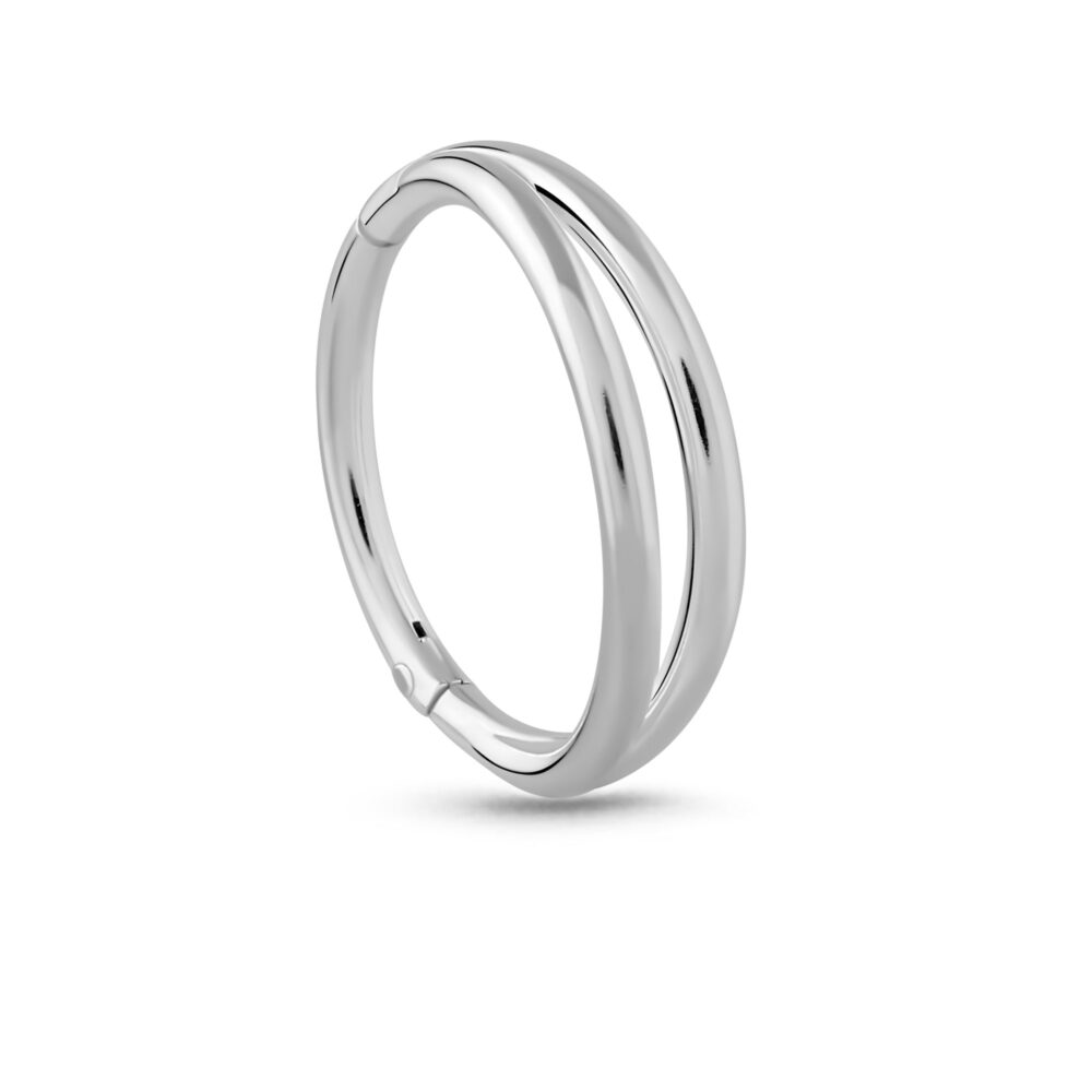 Double Strand Hinged Septum Clicker Nose Ring Hoop 925 Sterling Silver 18G