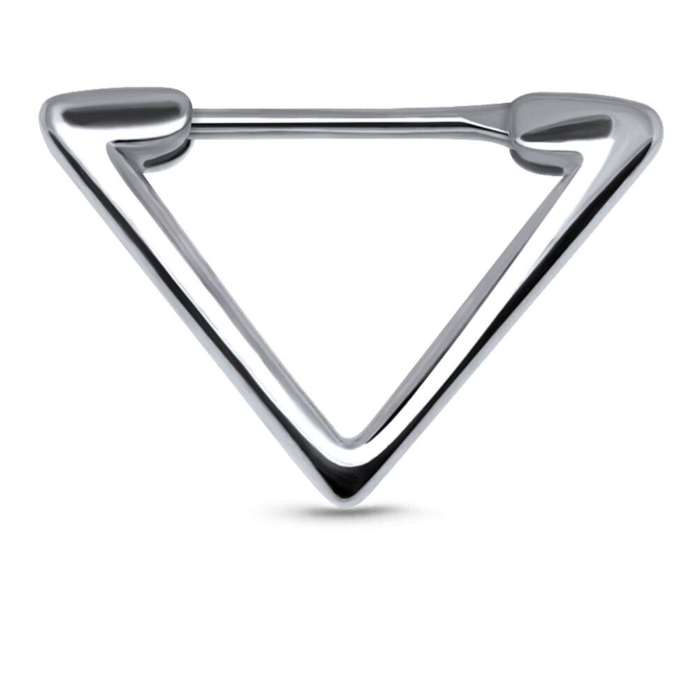 Chevron Triangle Hinged Septum Clicker Nose Ring Hoop 925 Sterling Silver 16G