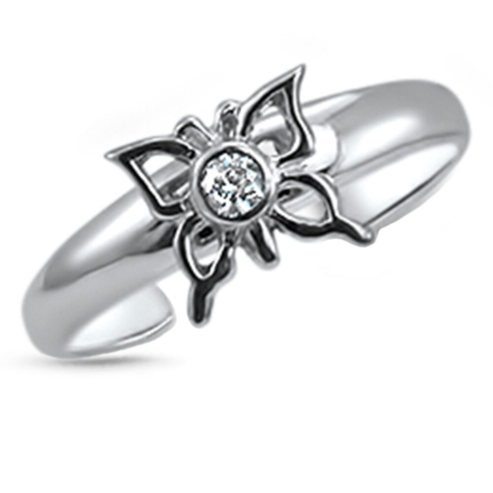 Sterling Silver Toe Ring Featuring a Butterfly Design
