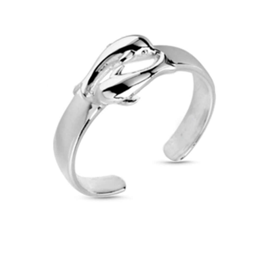 Sterling Silver Toe Ring Featuring a Dolphin Design