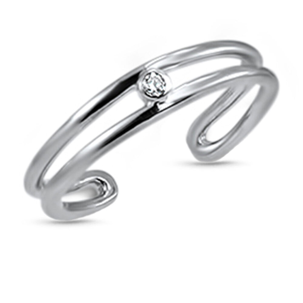 Sterling Silver Toe Ring Featuring a Double Band Design