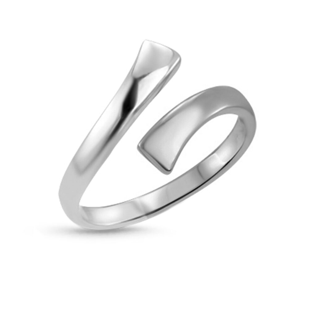 Sterling Silver White Gold Toe Ring featuring a Wave design