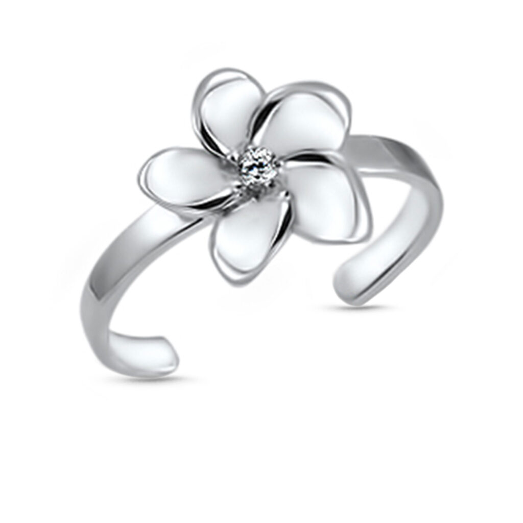 Sterling Silver Toe Ring Featuring a Hibiscus Flower Design