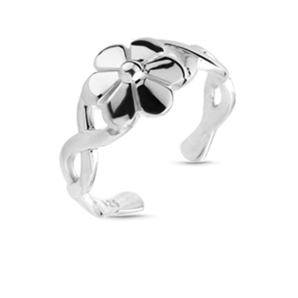 Sterling Silver Toe Ring Featuring a Infinity Flower Design