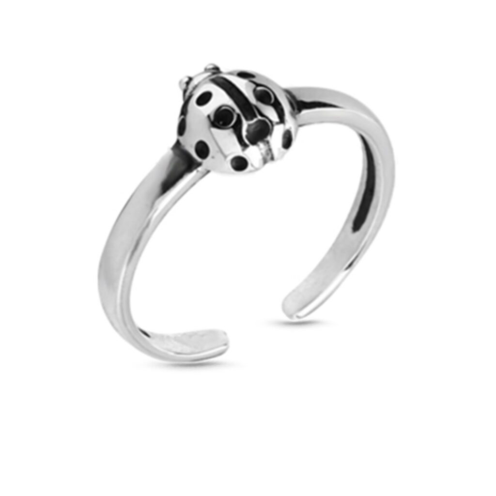 Sterling Silver Toe Ring Featuring a Ladybug Design