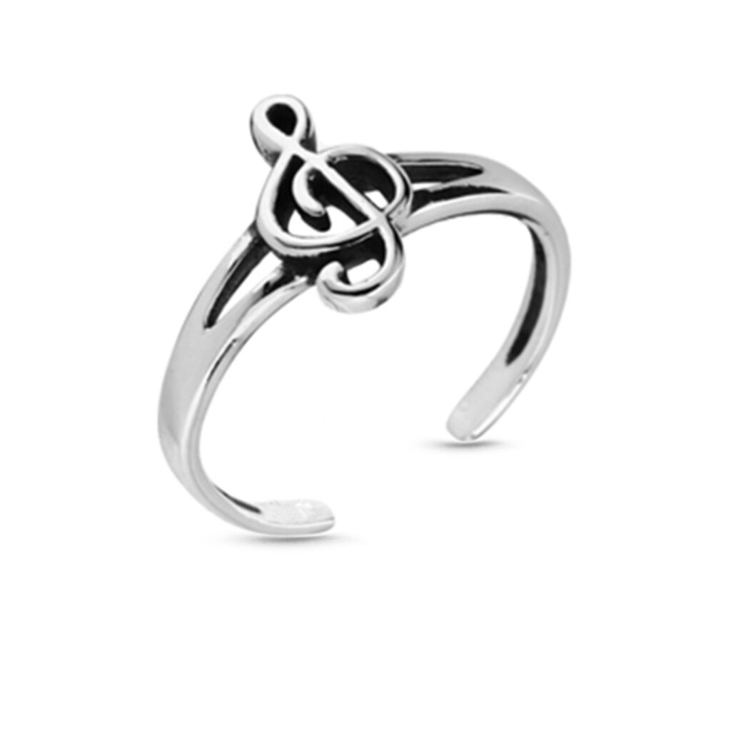 Sterling Silver Toe Ring Featuring a Music Note Design