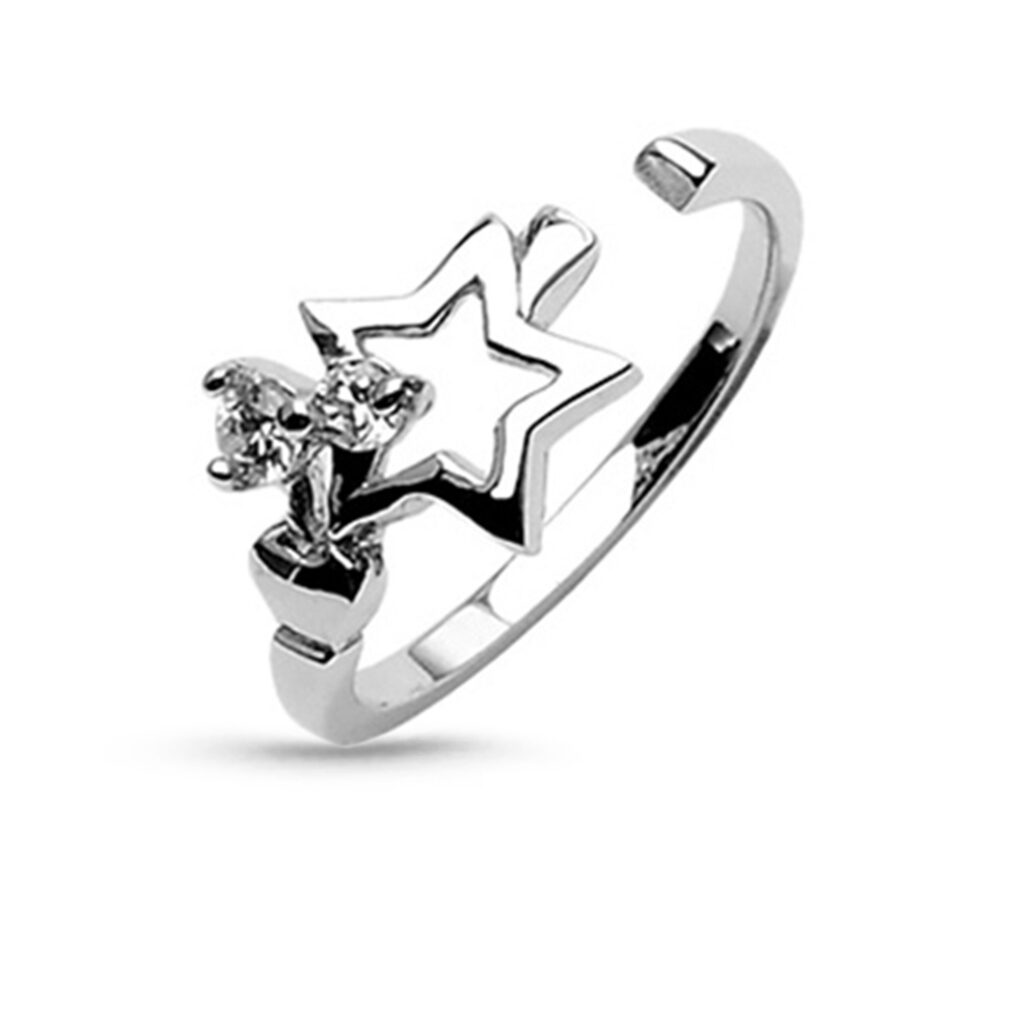 Sterling Silver Toe Ring Featuring a Hollow Star Design