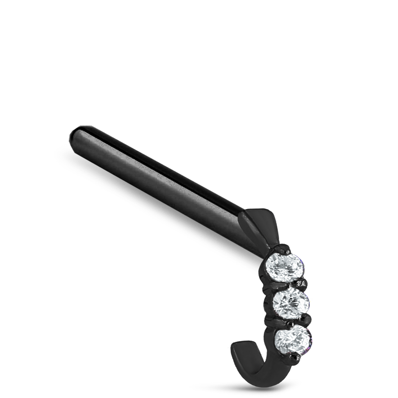 Triple Claw Set CZ Nose Hugger 316L Surgical Steel 20G