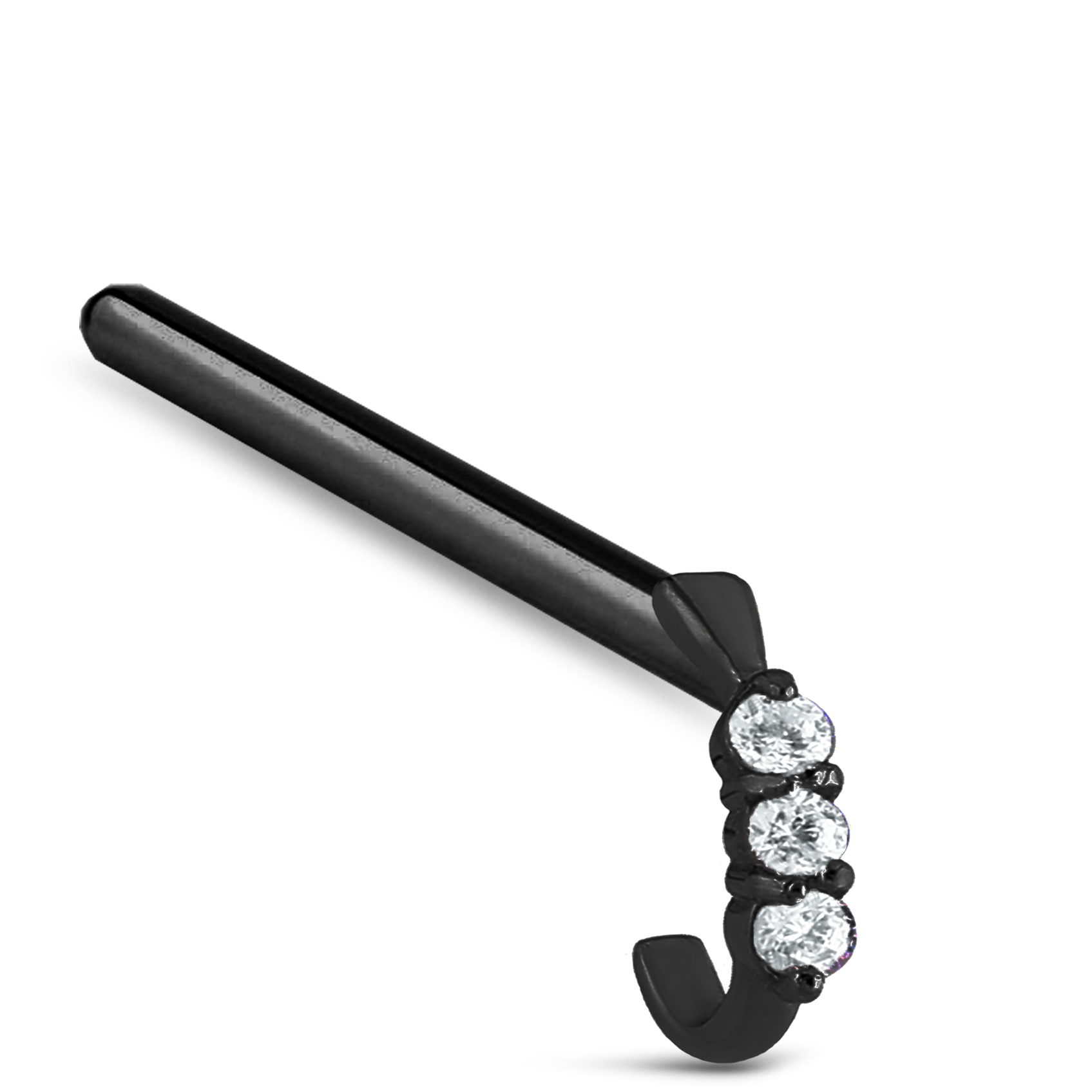 Triple Claw Set CZ Nose Hugger 316L Surgical Steel 20G