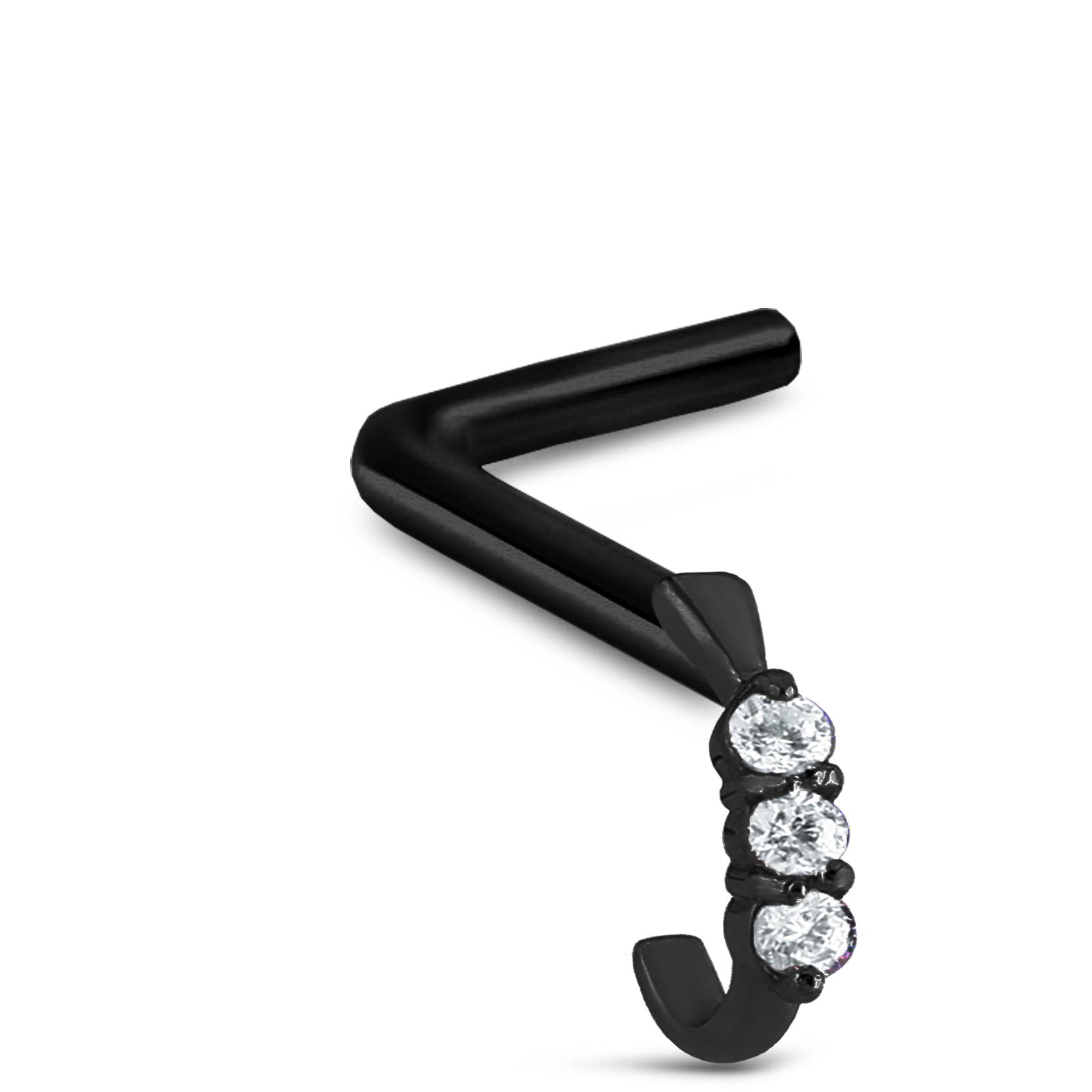 Triple Claw Set CZ Nose Hugger 316L Surgical Steel 20G