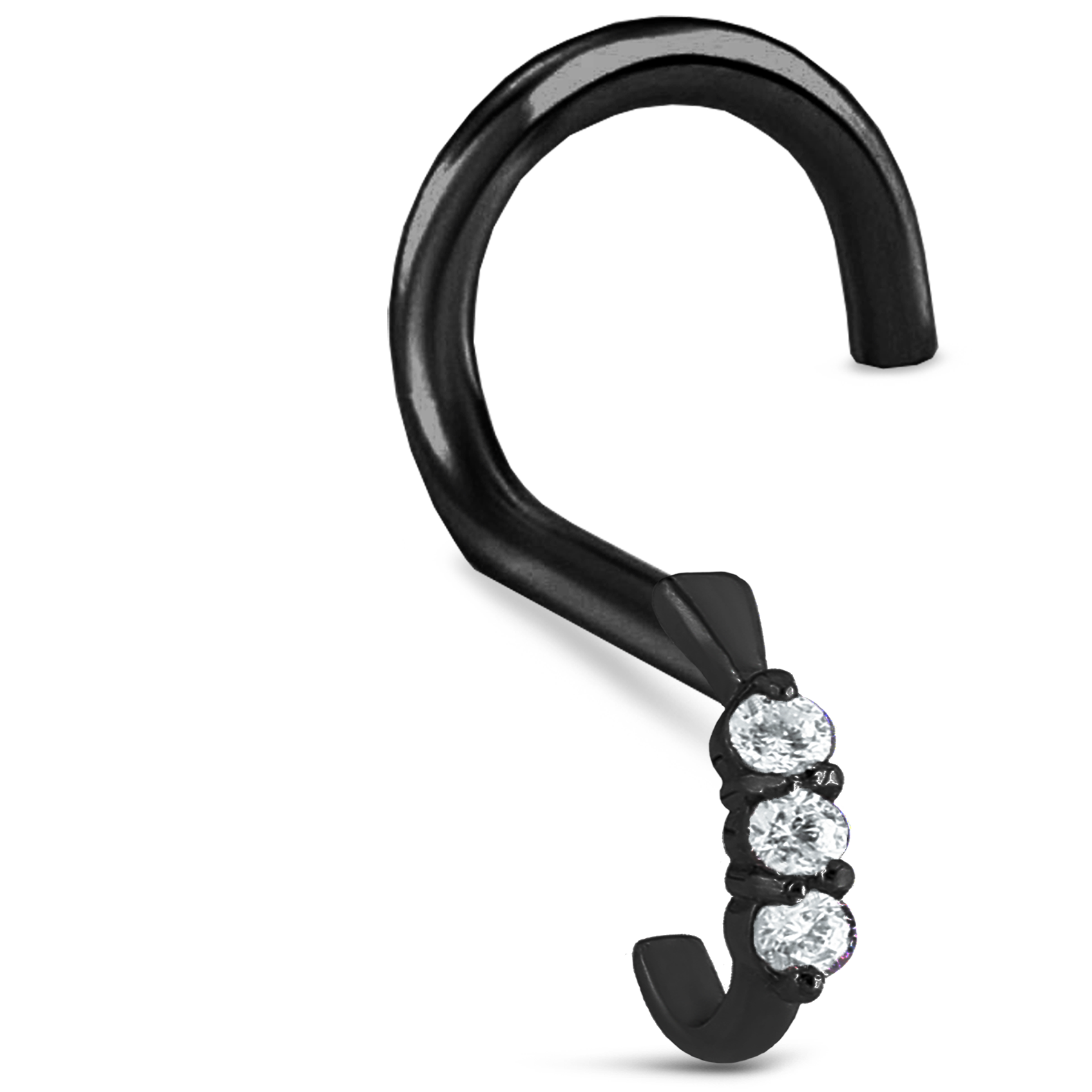 Triple Claw Set CZ Nose Hugger 316L Surgical Steel 20G