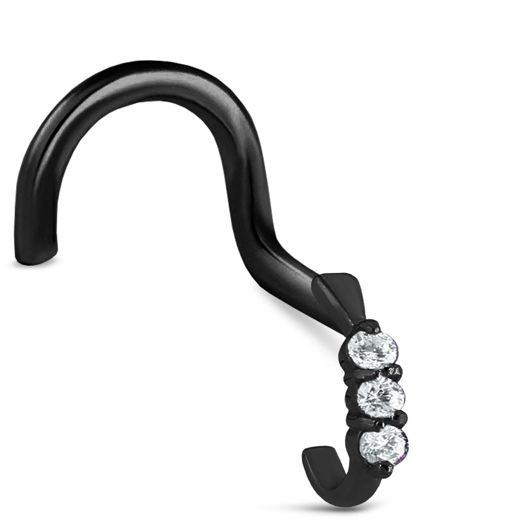 Triple Claw Set CZ Nose Hugger 316L Surgical Steel 20G