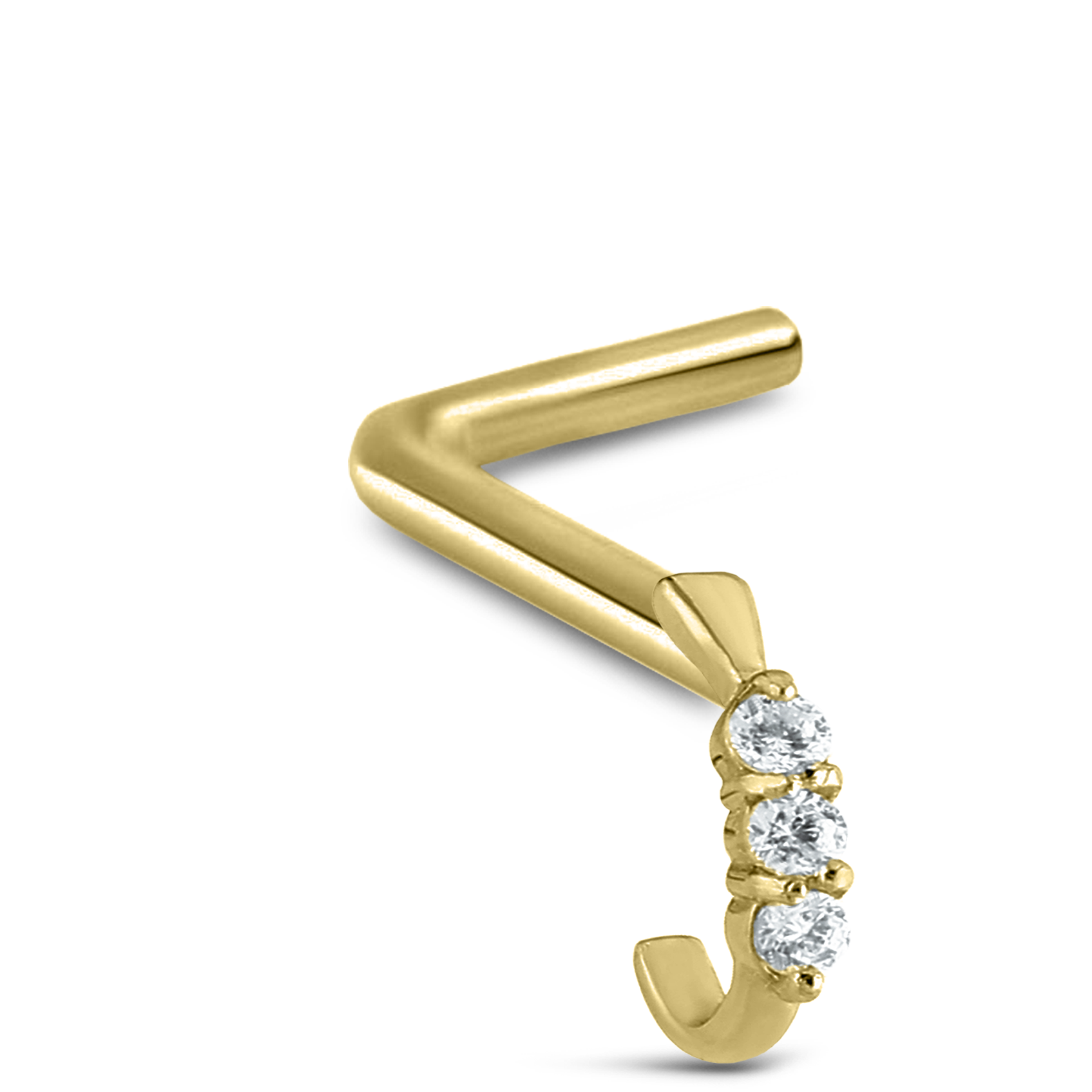 Triple Claw Set CZ Nose Hugger 316L Surgical Steel 20G