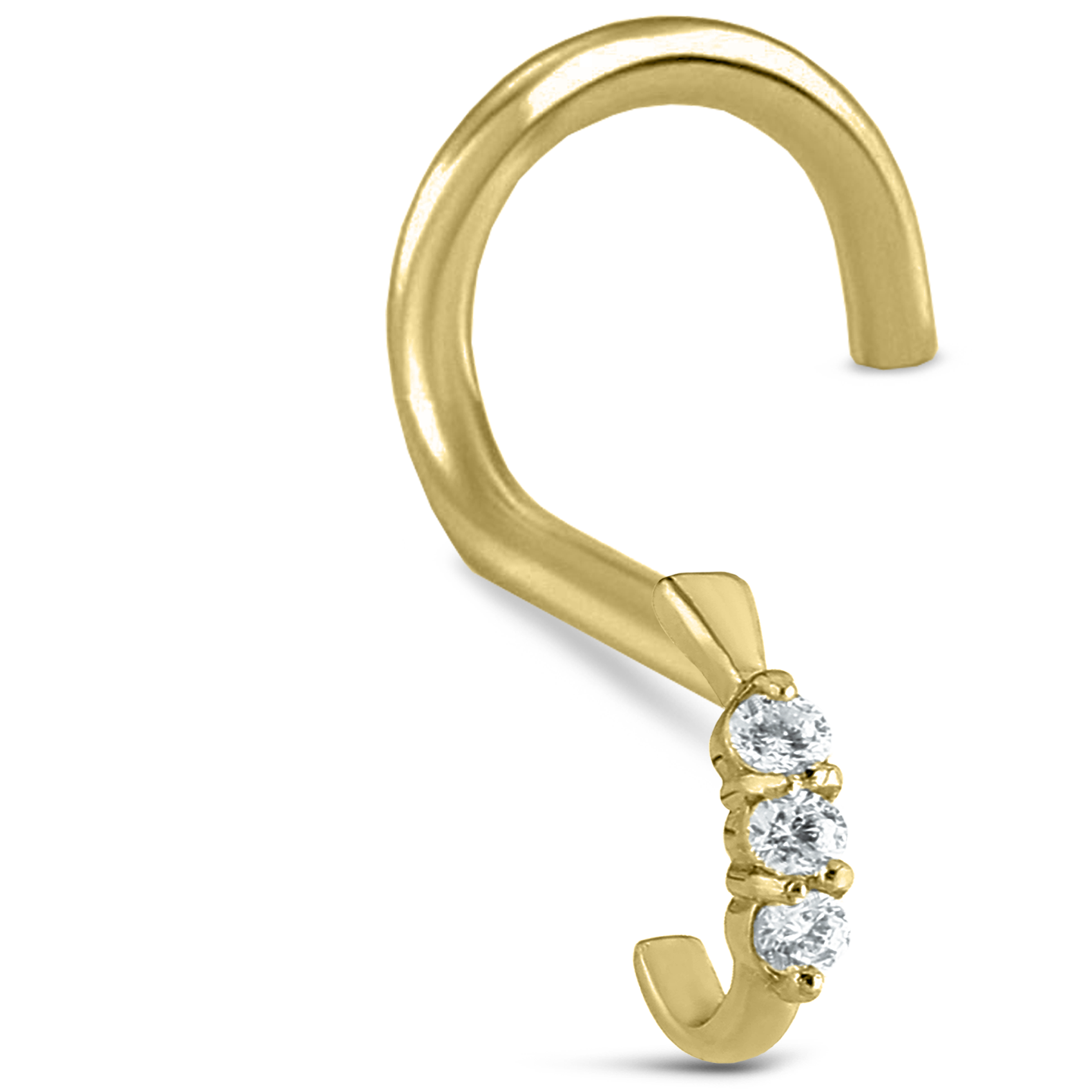 Triple Claw Set CZ Nose Hugger 316L Surgical Steel 20G