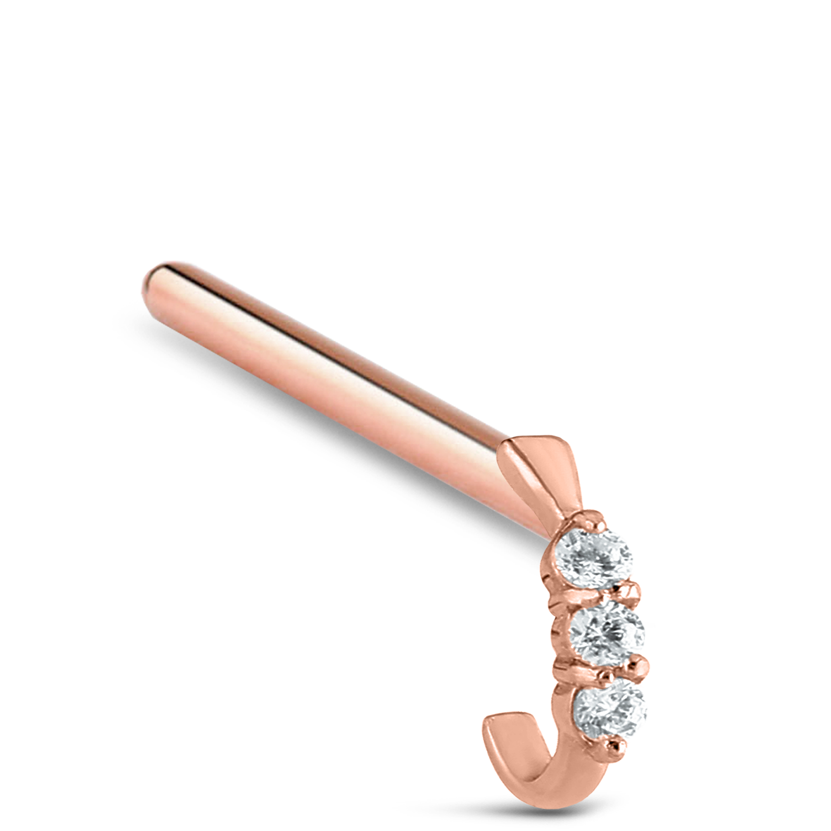 Triple Claw Set CZ Nose Hugger 316L Surgical Steel 20G