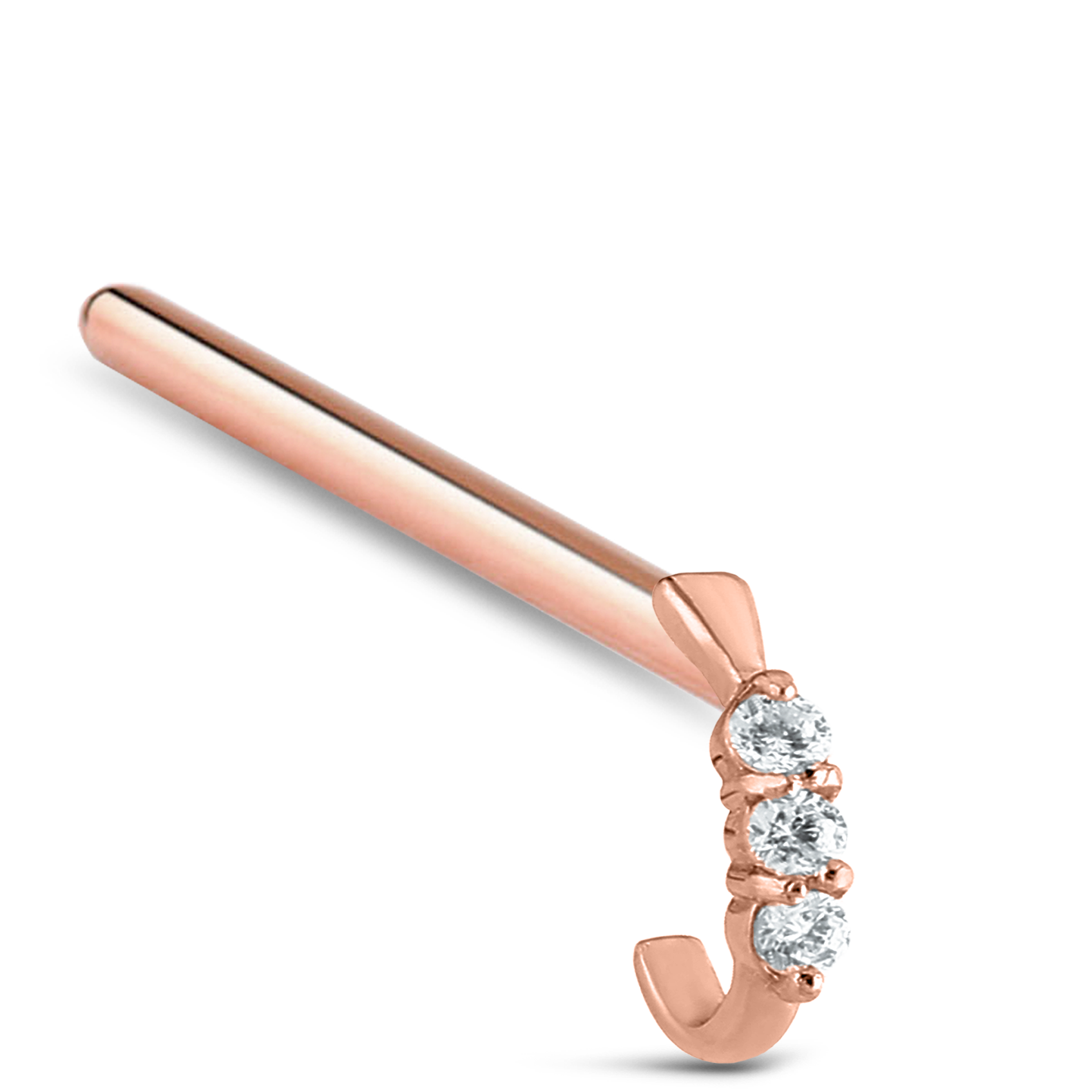 Triple Claw Set CZ Nose Hugger 316L Surgical Steel 20G