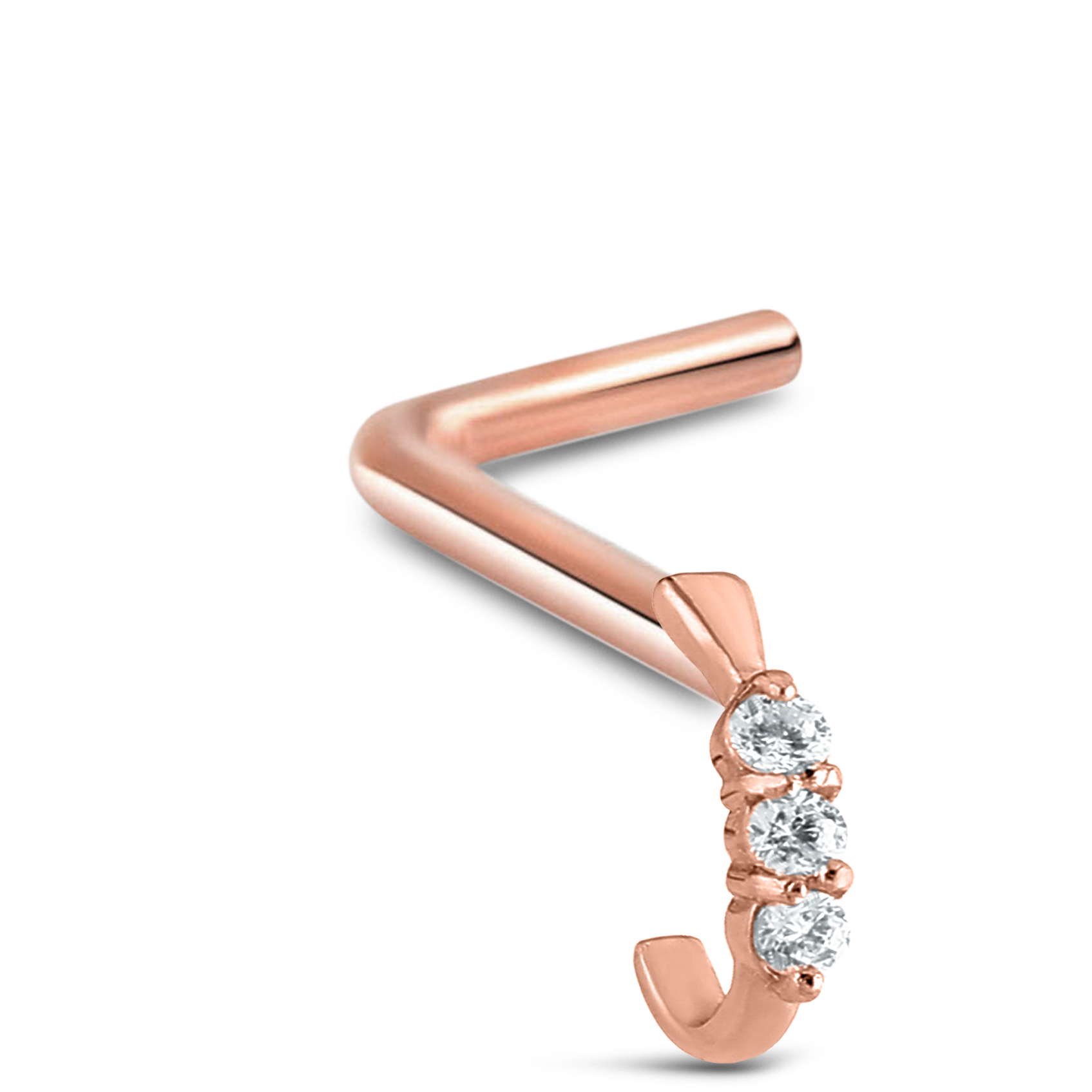 Triple Claw Set CZ Nose Hugger 316L Surgical Steel 20G