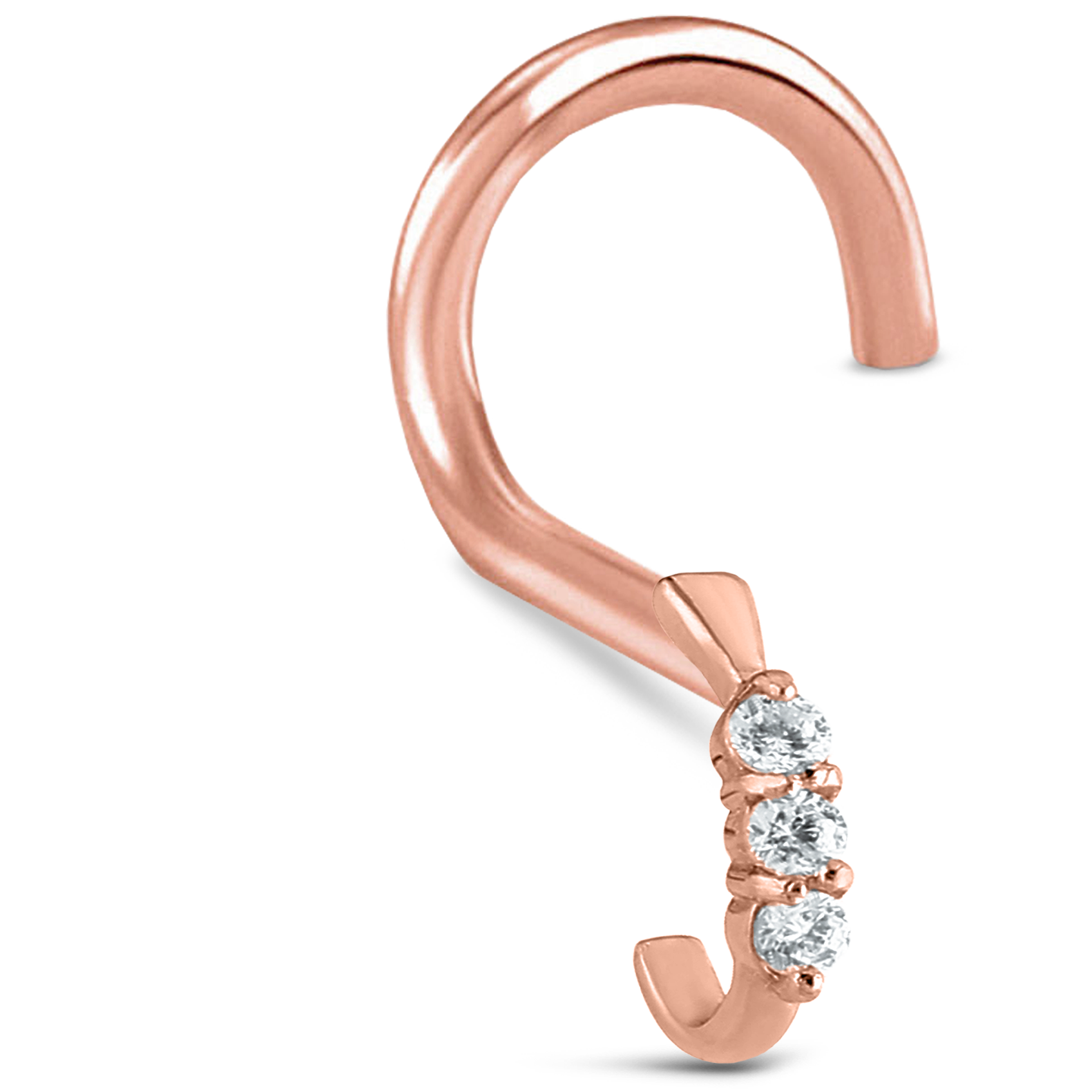 Triple Claw Set CZ Nose Hugger 316L Surgical Steel 20G