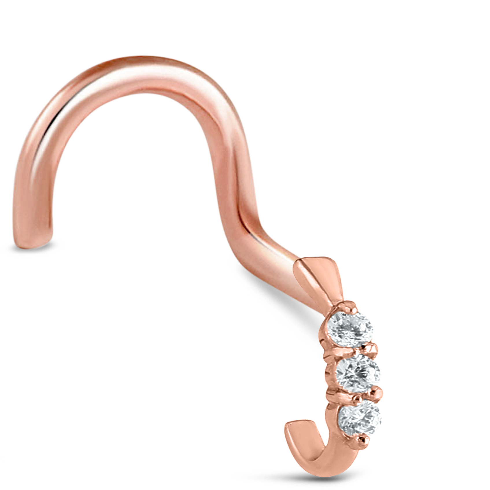 Triple Claw Set CZ Nose Hugger 316L Surgical Steel 20G