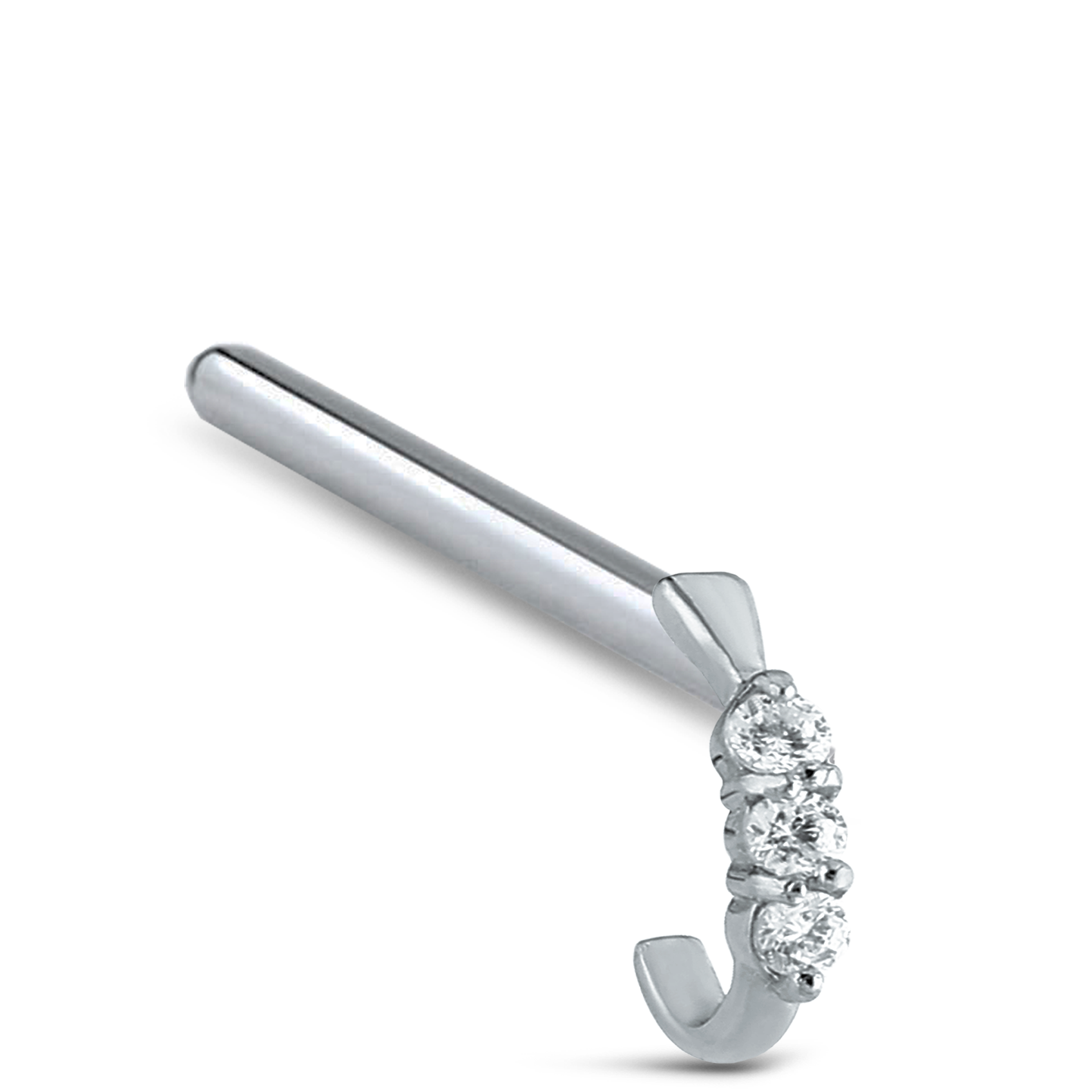 Triple Claw Set CZ Nose Hugger 316L Surgical Steel 20G