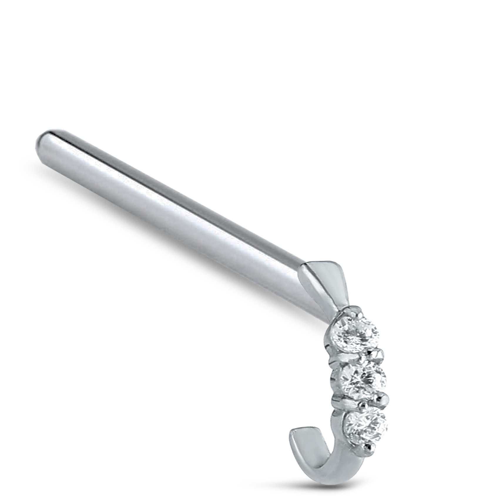 Triple Claw Set CZ Nose Hugger 316L Surgical Steel 20G