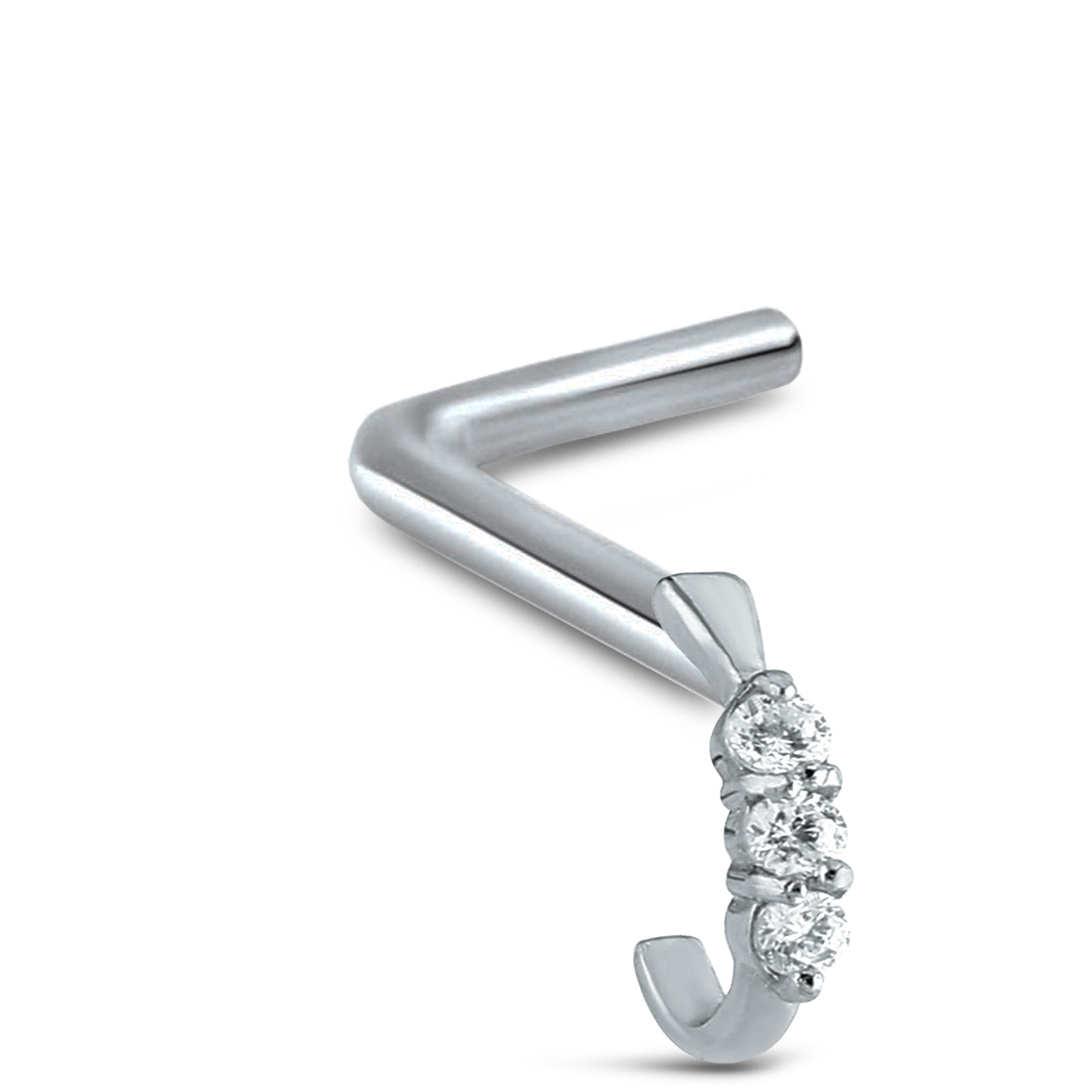 Triple Claw Set CZ Nose Hugger 316L Surgical Steel 20G