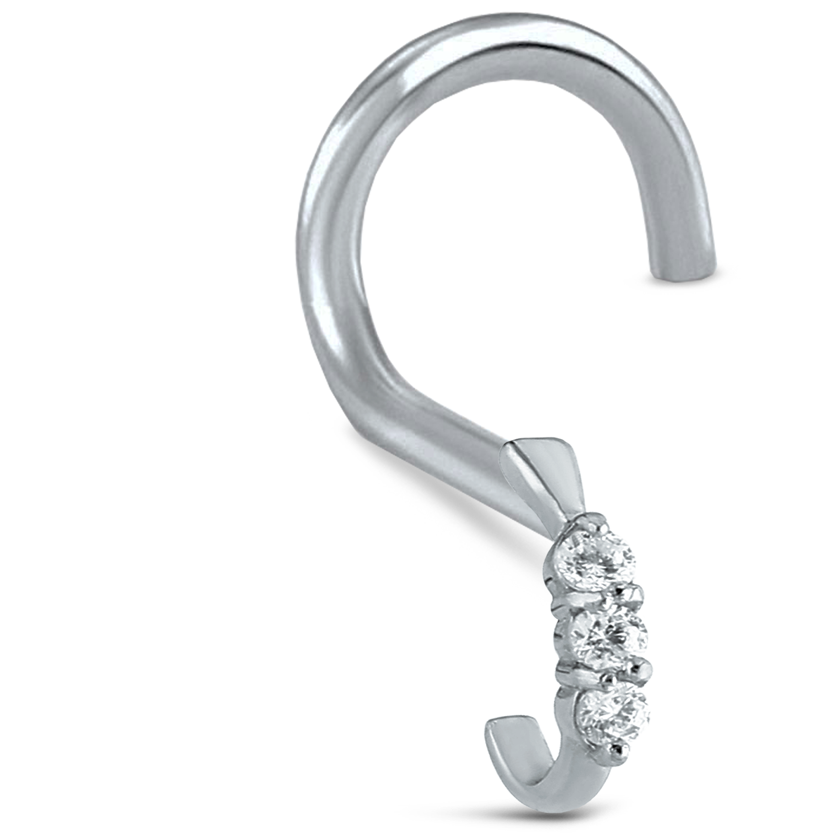 Triple Claw Set CZ Nose Hugger 316L Surgical Steel 20G