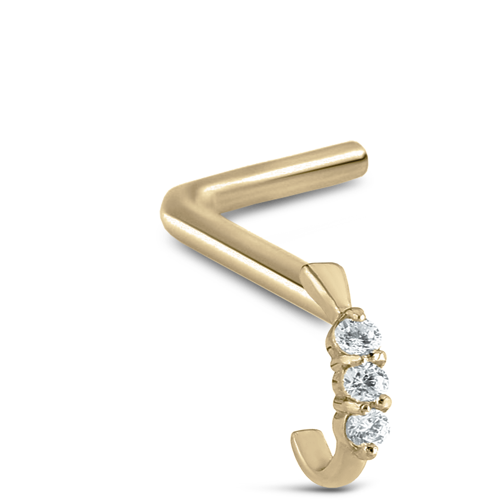 Triple Claw Set CZ Nose Hugger 316L Surgical Steel 20G