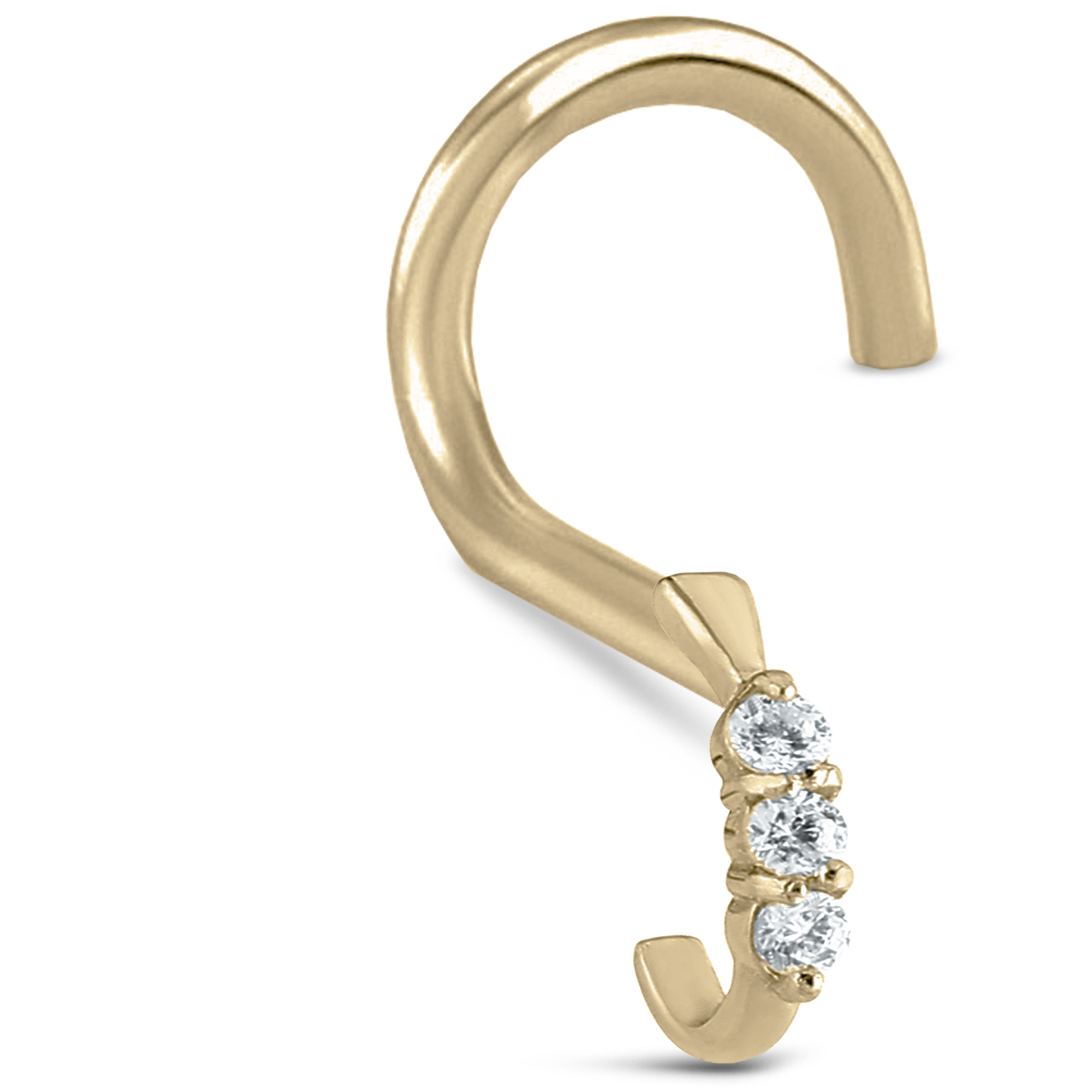 Triple Claw Set CZ Nose Hugger 316L Surgical Steel 20G