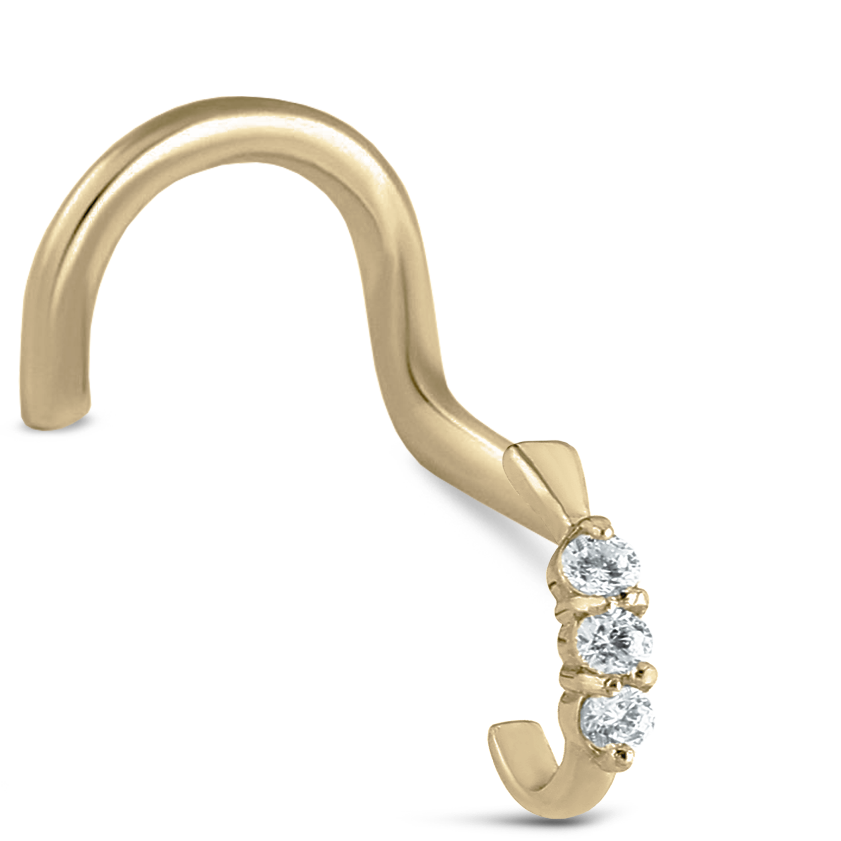 Triple Claw Set CZ Nose Hugger 316L Surgical Steel 20G