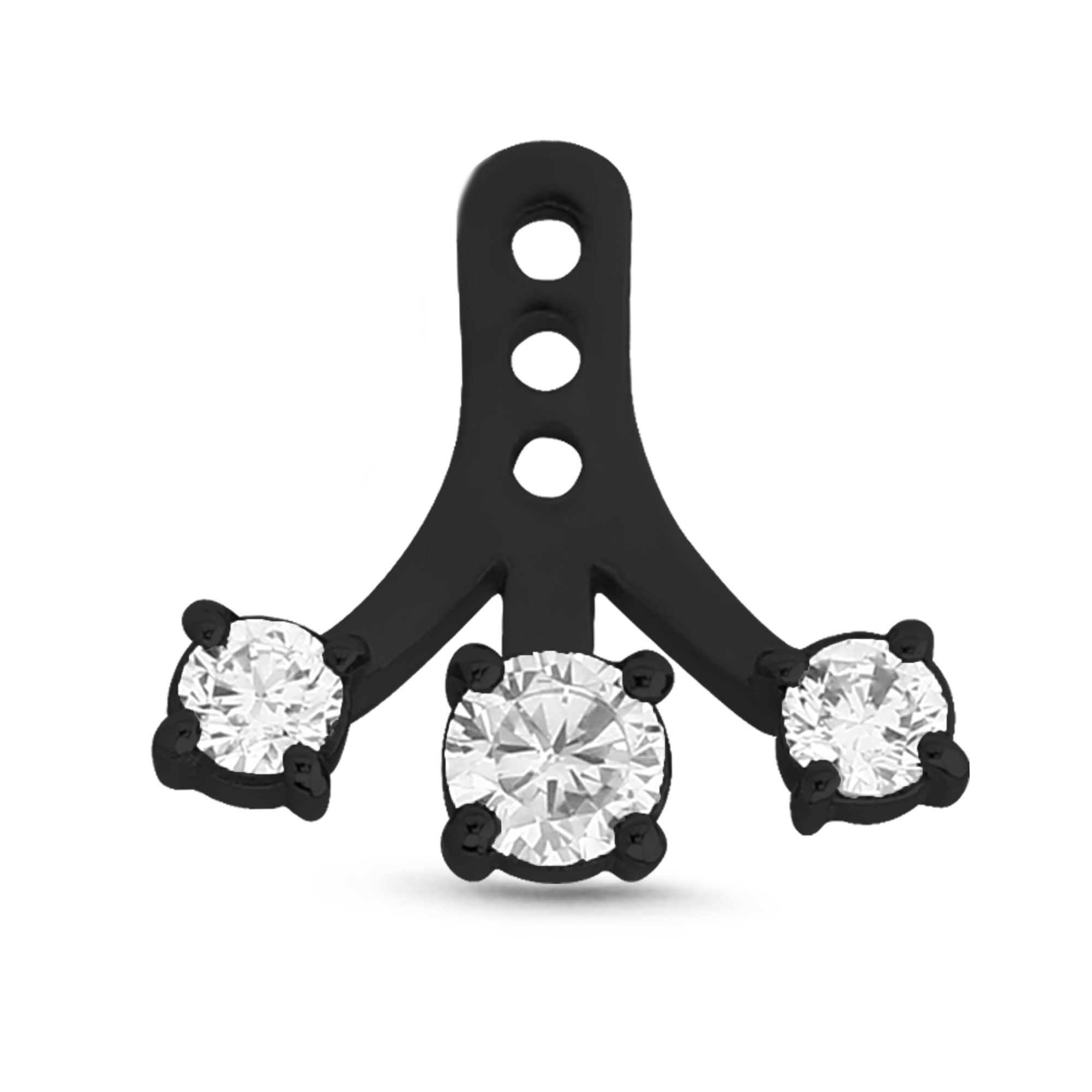 Triple CZ Ear Jacket Earrings Cartilage Tragus Helix Labret 316L Surgical Steel