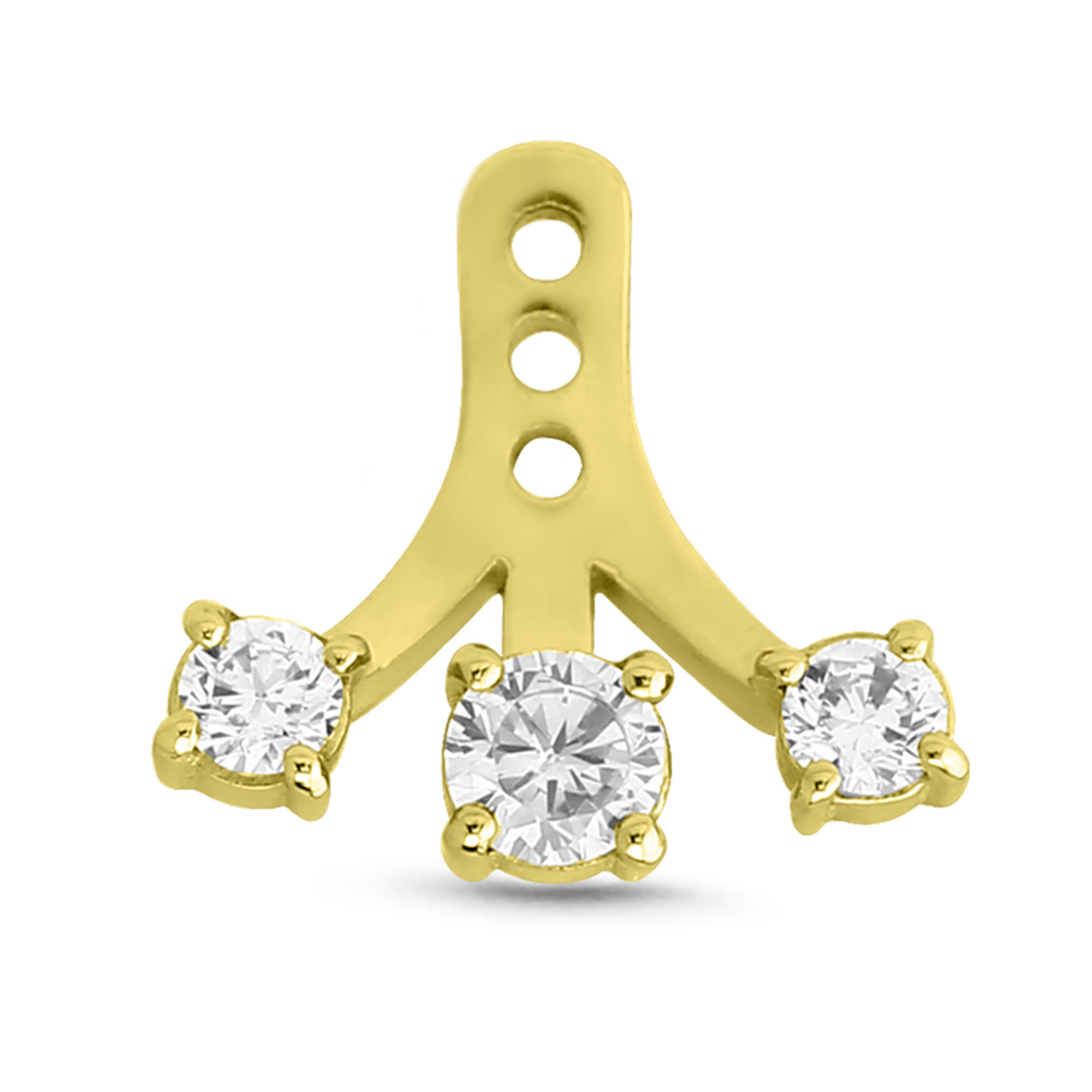 Triple CZ Ear Jacket Earrings Cartilage Tragus Helix Labret 316L Surgical Steel