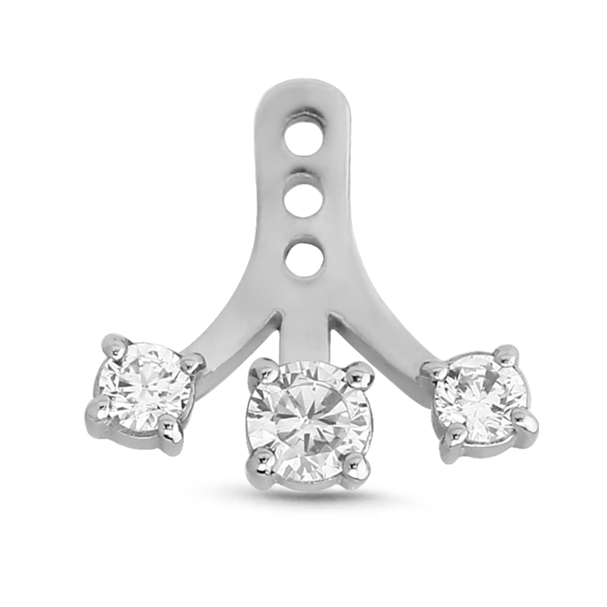 Triple CZ Ear Jacket Earrings Cartilage Tragus Helix Labret 316L Surgical Steel