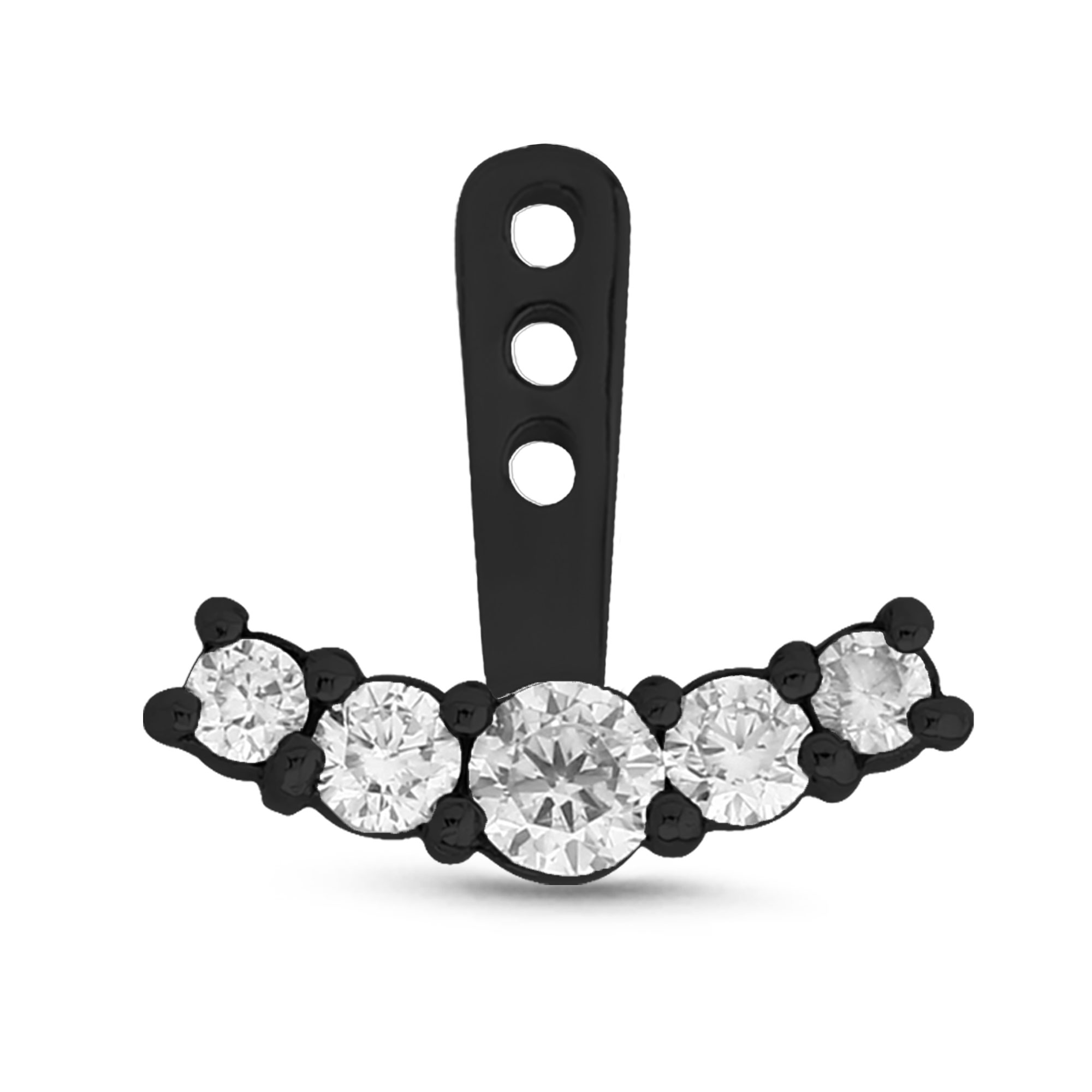 5 Stone Prong Ear Jacket Earrings Cartilage Tragus Helix Labret 316L Surgical Steel