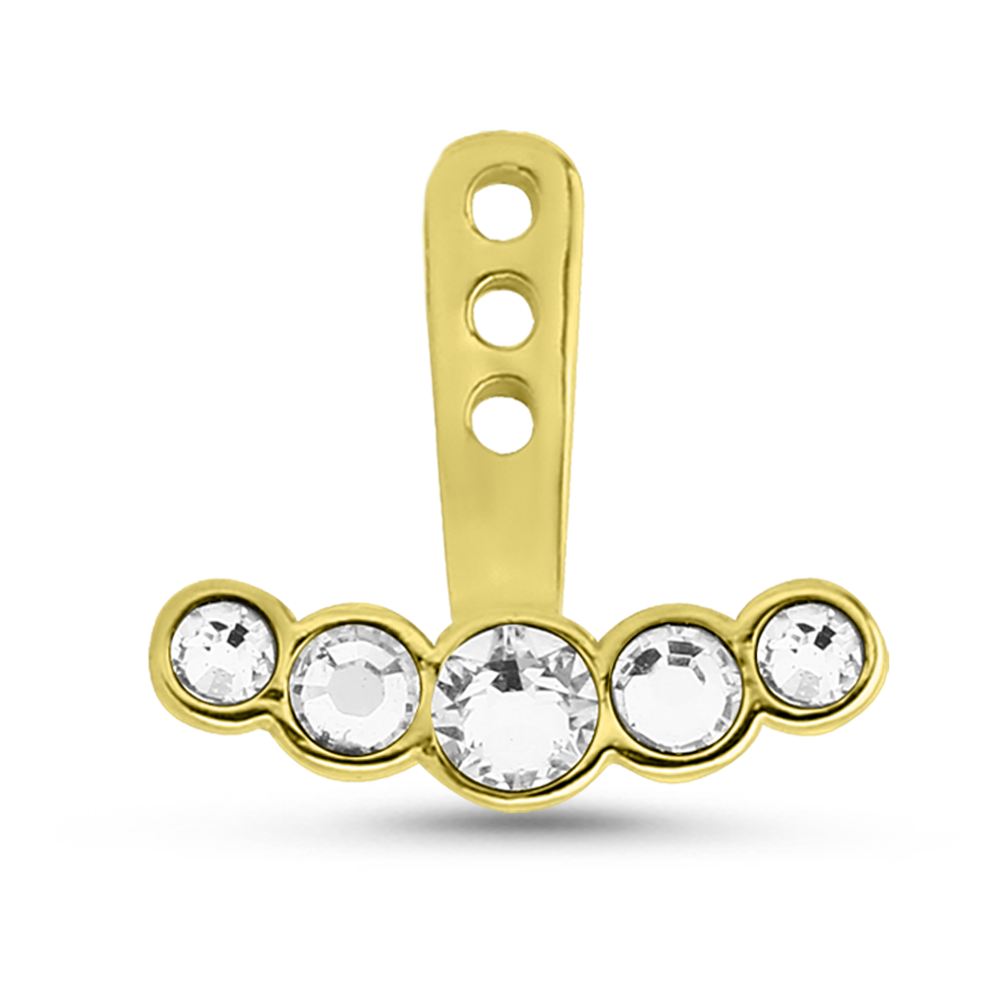 5 Stone Ear Jacket Earrings Cartilage Tragus Helix Labret 316L Surgical Steel