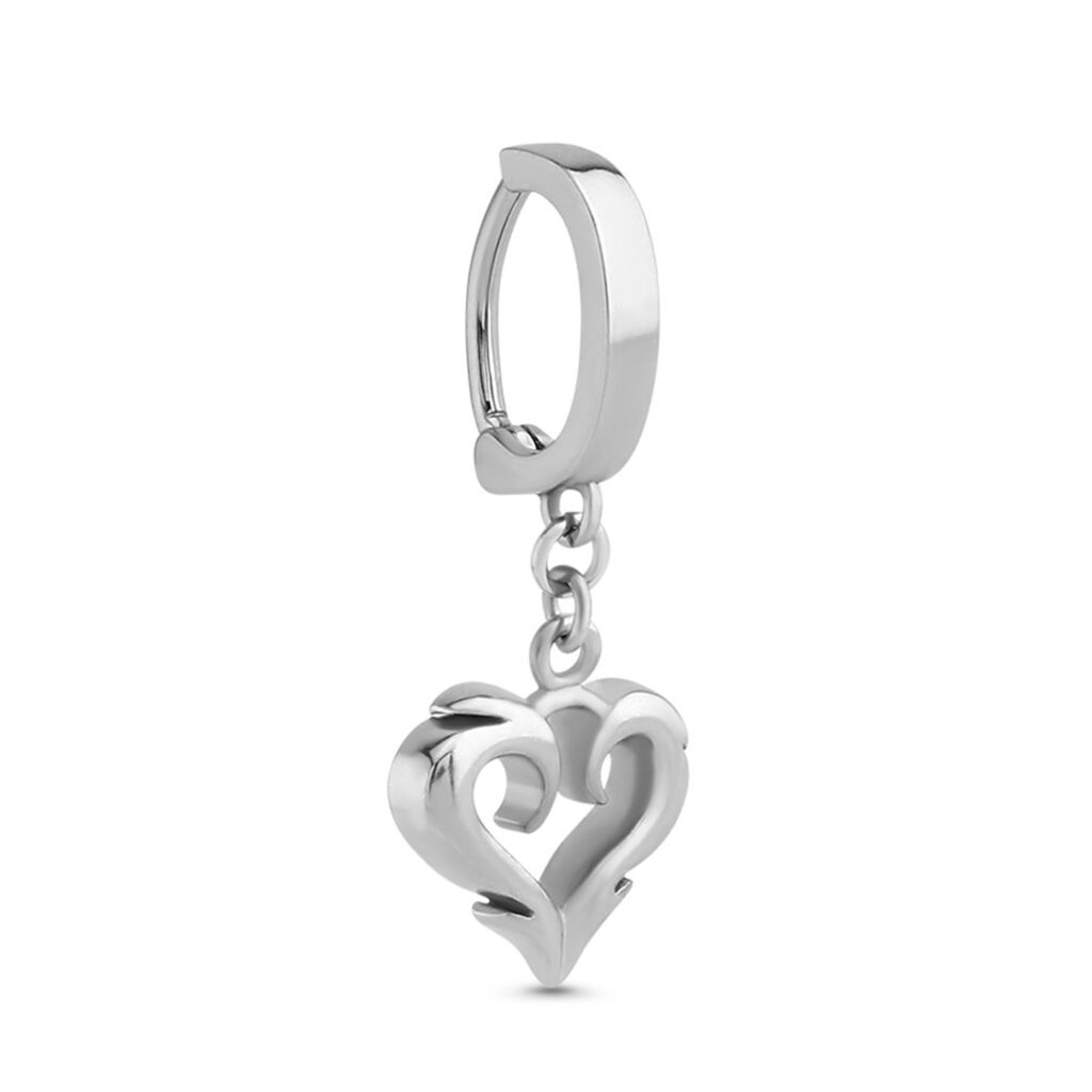 surgical steel dangle navel ring clicker featuring a heart design