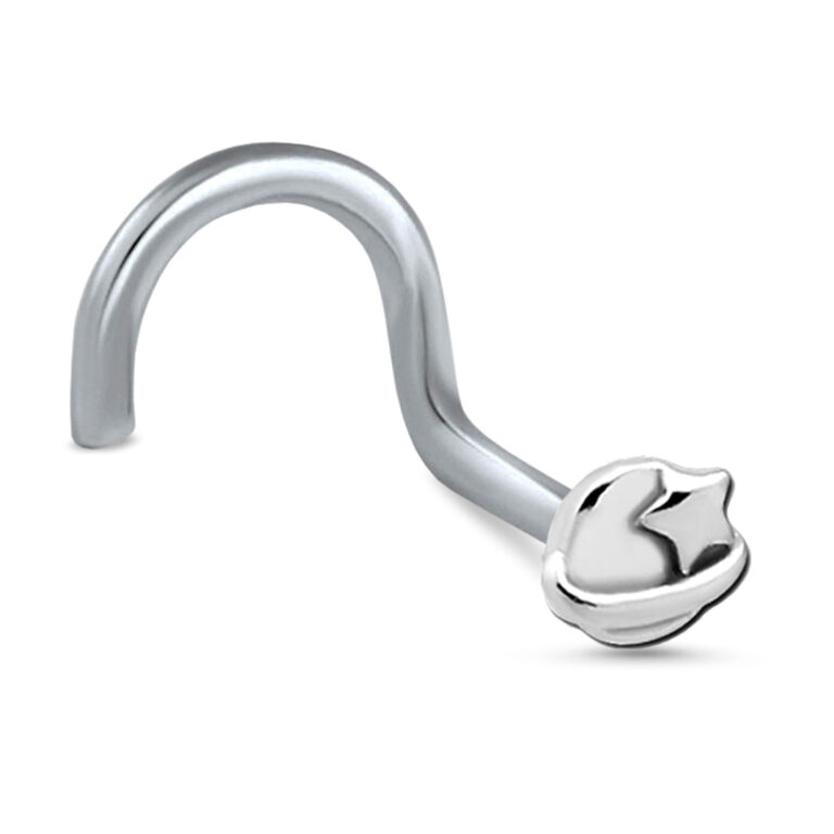 surgical steel right nostril screw nose stud featuring a saturn and star design