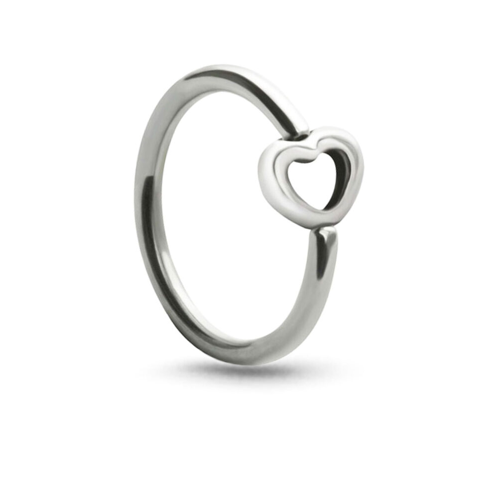surgical steel captive hoop with a center heart charm