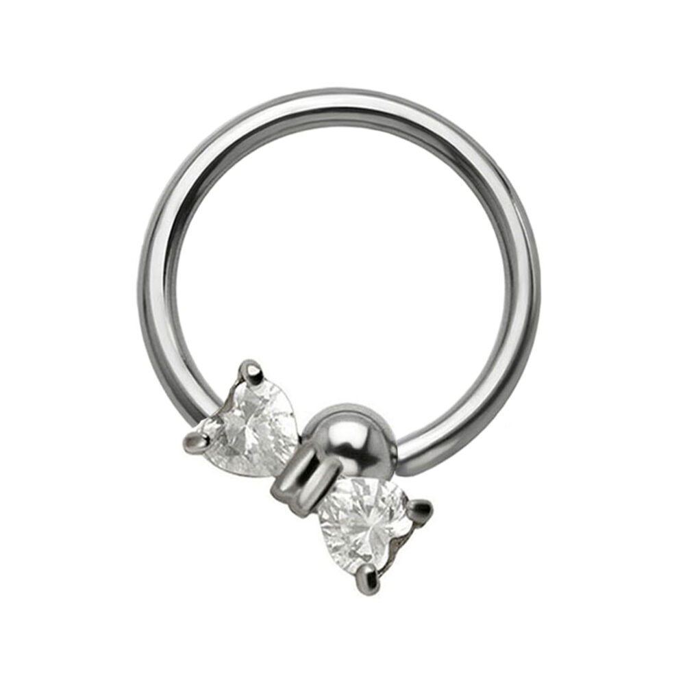 surgical steel captive bead hoop with a bow charm