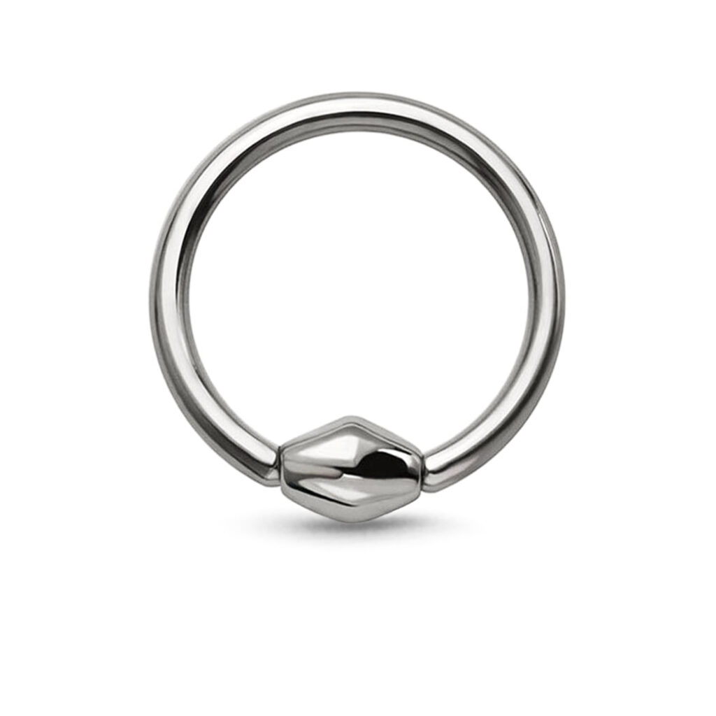 surgical steel captive hoop with a center bicone charm