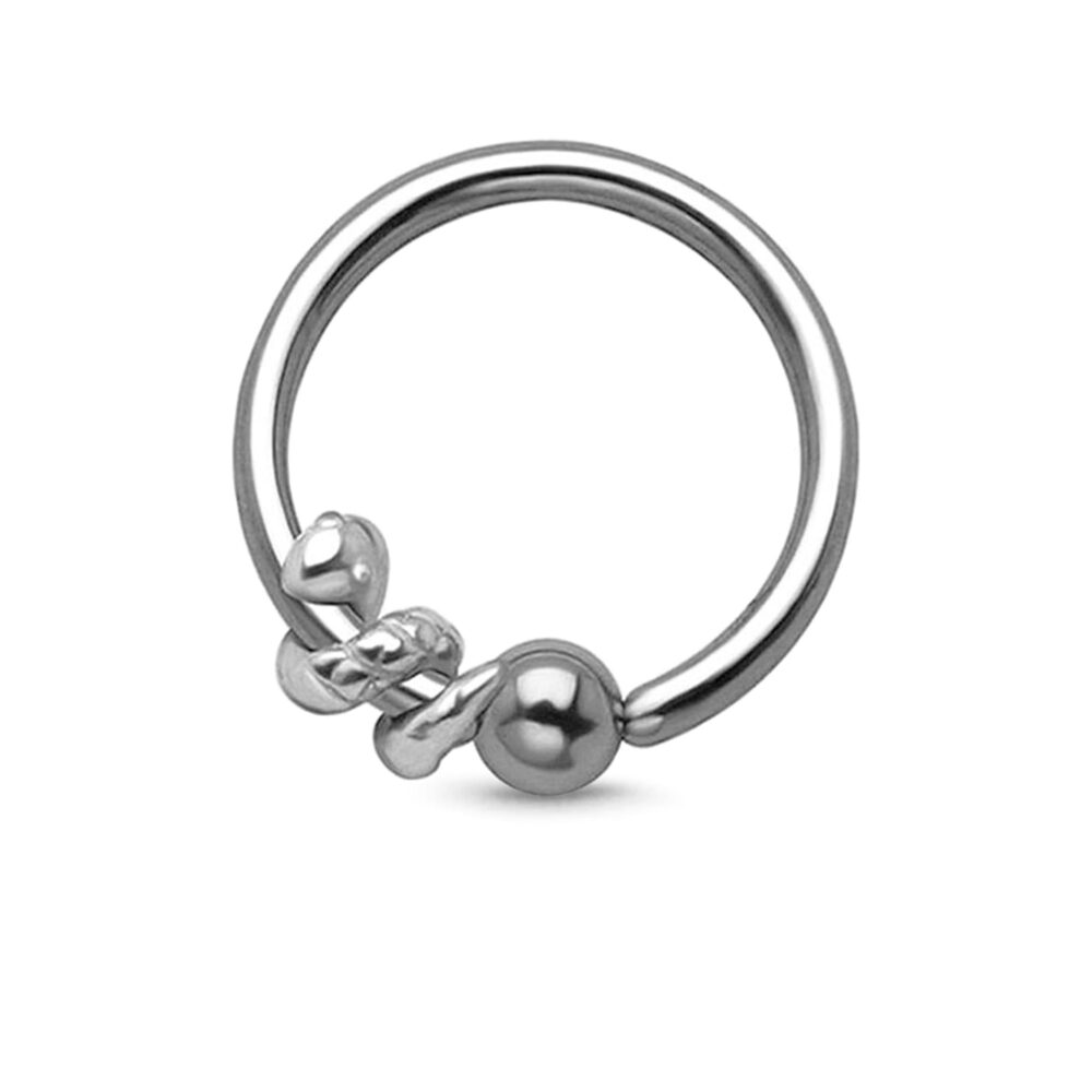 surgical steel captive hoop with a snake charm