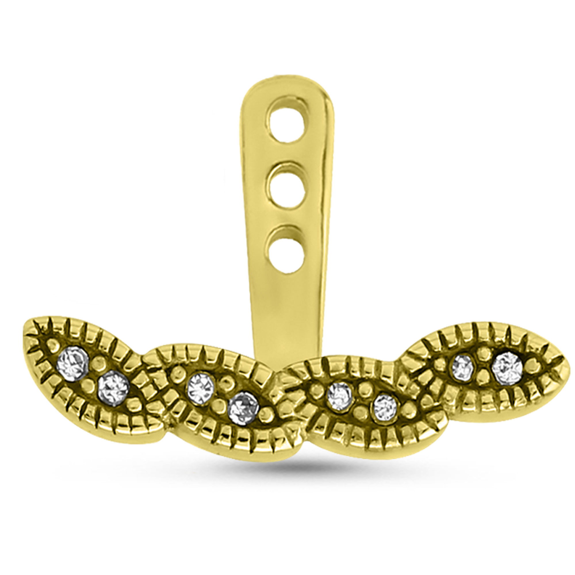 Studded Leaves Ear Jacket Earrings Cartilage Tragus Helix Labret 316L Surgical Steel