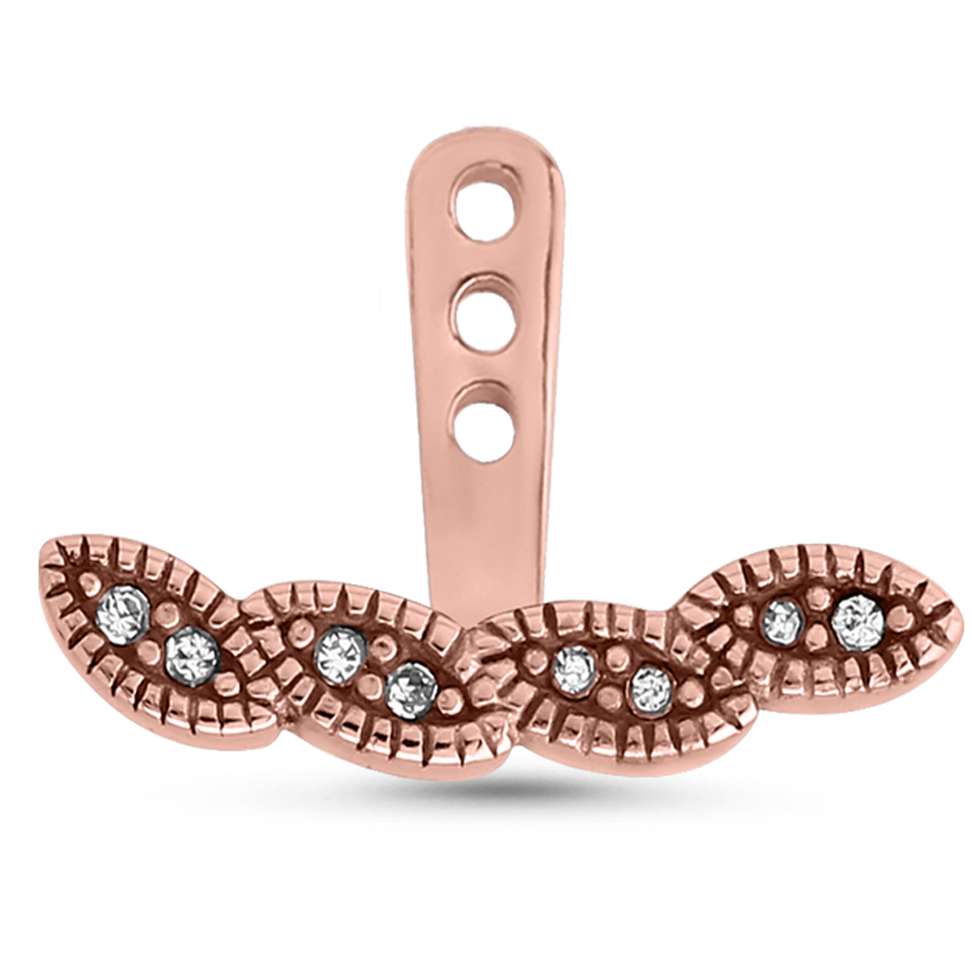 Studded Leaves Ear Jacket Earrings Cartilage Tragus Helix Labret 316L Surgical Steel